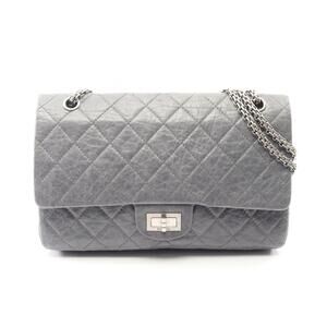 Chanel Matelasse Maxi Double Flap Shoulder Bag Calfskin Leather Blue